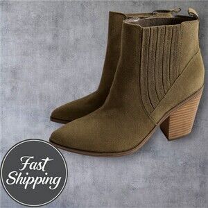 Marc Fisher Women's Brown Suede Leather Block Heel Boots Size 9.5M